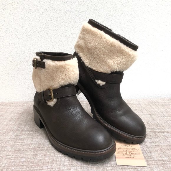 Coach Gabriella Chestnut Natural Vtg Leather Shearling, Ankle Boot Women Size 6B - Picture 1 of 8